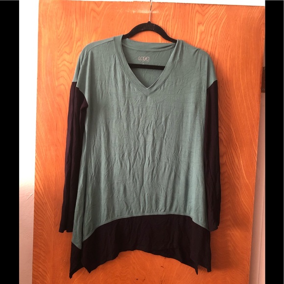 LOGO by Lori Goldstein Tops - Logo by Lori Goldstein LS v-neck color block S